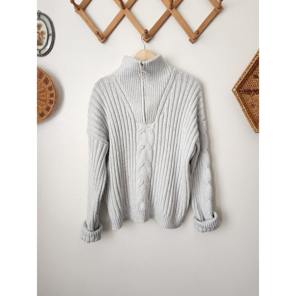 Venus ice blue super soft mock‎ neck chunky knit sweater rhinestone pull XL